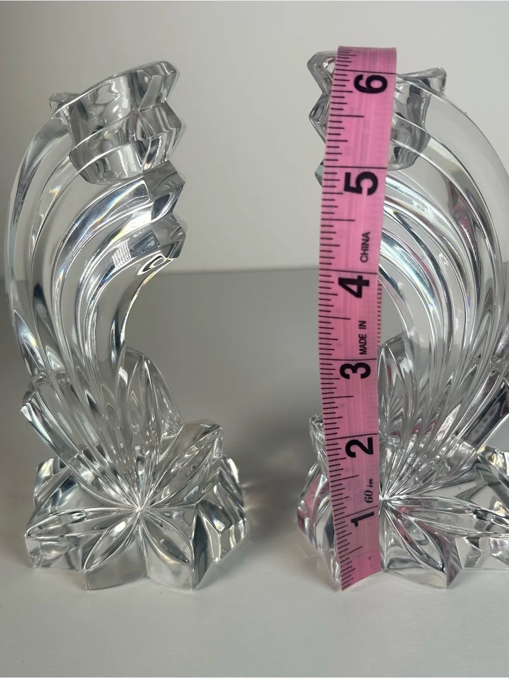 Lenox Fall Star Fine Crystal Candlestick Holders Set Of 2 Vintage Clear Elegant